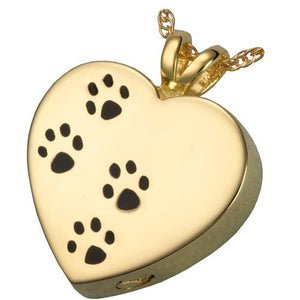 Paw Prints On My Heart Cremation Pendant