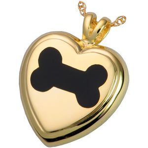 Black Inlay Dog Bone Heart Cremation Pendant