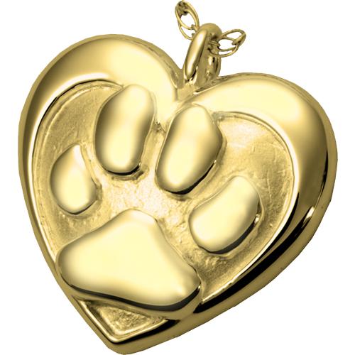 Double Heart Paw Print Cremation Pendant