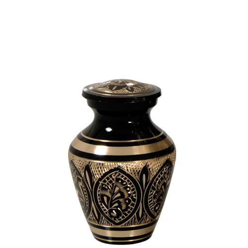 Ornate Etched Black and Brass Urn Keepsake
