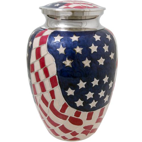 USA Flag Patriotic Cremation Urn