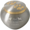 Golden Pawprints Metal Grey Cremation Urn