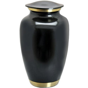 Dark Pewter Cremation Urn with Gold Bands