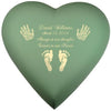 Brass Heart Sage Baby Urn- Add Hands or Feet Prints
