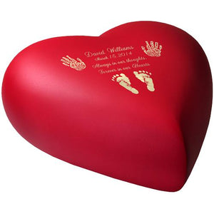 Brass Heart Scarlet Baby Urn- Add Hands or Feet Prints