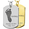 Baby Footprint on Dog Tag Pendant- Flat