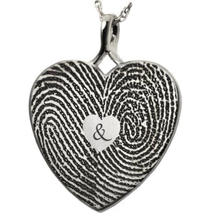 Double Fingerprint Heart Pendant with Ampersand