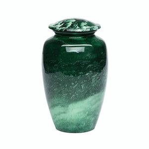 Malachite Green Swirl Alloy Urn