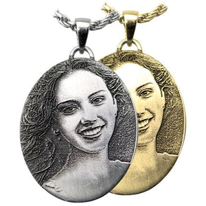 Oval 3D Photo Engraved Pendant