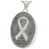 Oval Fingerprint with Awareness Ribbon Pendant