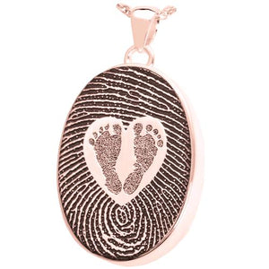 Oval Fingerprint and Babyfeet Pendant