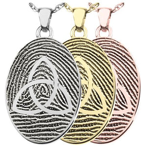 Oval Fingerprint Pendant with Celtic Trinity Knot