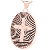 Oval Fingerprint Pendant with Cross