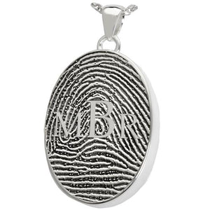 Oval Fingerprint Pendant with Monogram