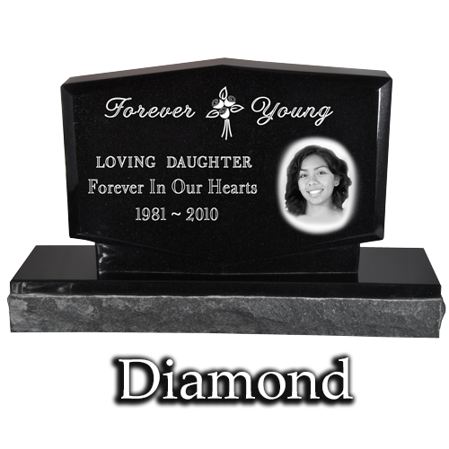 Diamond Photo Laser Engraved Granite Memorial Headstone