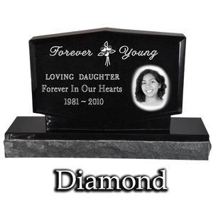 Diamond Photo Laser Engraved Granite Memorial Headstone