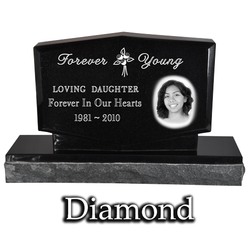 Diamond Photo Laser Engraved Granite Memorial Headstone | Cremation ...