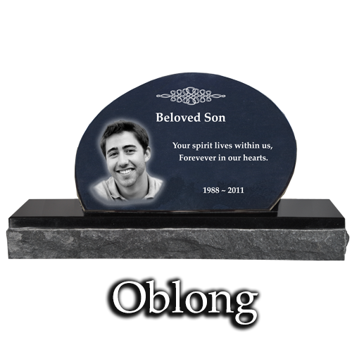Oblong Photo Laser Engraved Granite Memorial Headstone