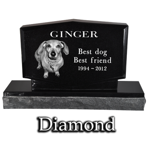 Diamond Pet Photo Laser Engraved Granite Memorial Headstone