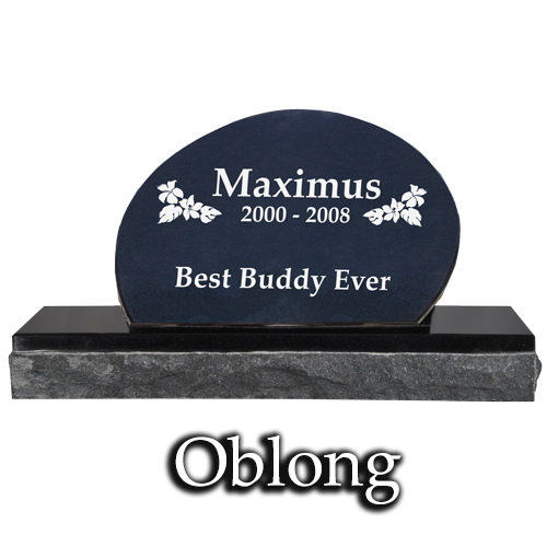 Oblong Pet Photo Laser Engraved Granite Memorial Headstone