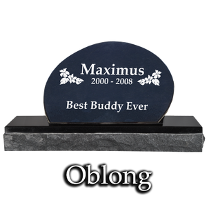 Oblong Pet Photo Laser Engraved Granite Memorial Headstone