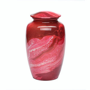 Red Swirl Alloy Urn