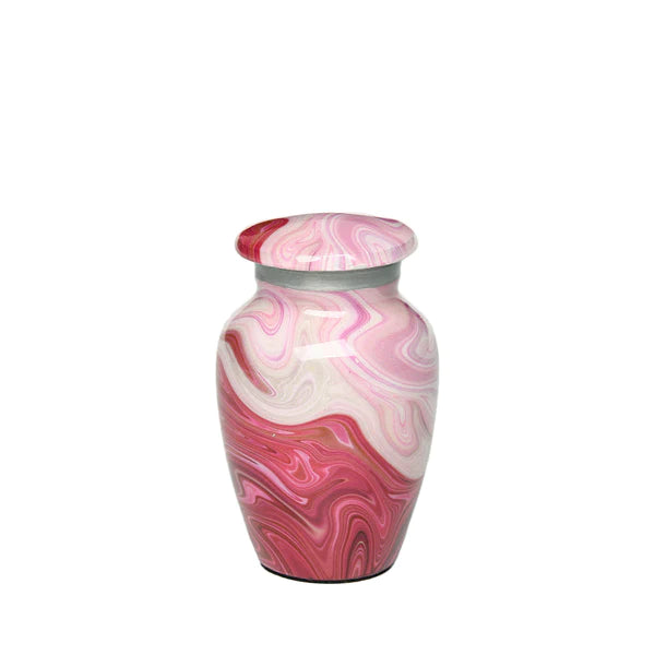 Red and Pink Swirl Alloy Urn Keepsake