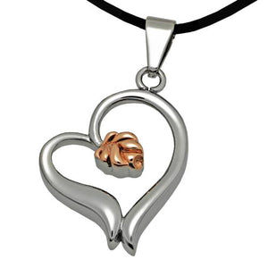 Rose Heart Cremation Pendant- Stainless Steel