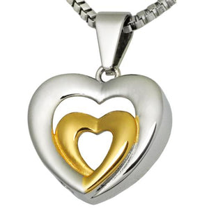 Married Hearts Cremation Pendant-Stainless Steel