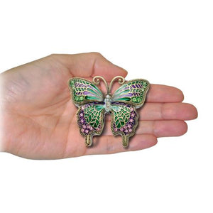 Green Butterfly w/ Pink Crystals Urn Keepsake