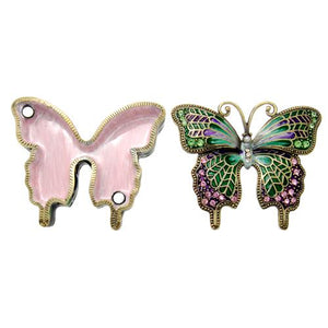 Green Butterfly w/ Pink Crystals Urn Keepsake