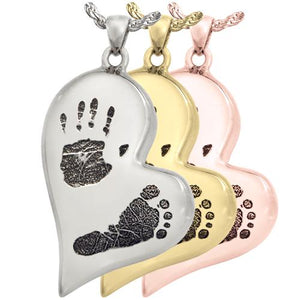 Teardrop Heart Handprint & Footprint Pendant